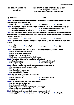Đề kiểm tra học kì I Vật lí lớp 10 - Mã đề 289 - Năm học 2016-2017 - Sở GD & ĐT Vĩnh Phúc